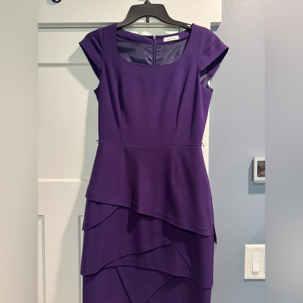 Calvin Klein Purple Asymmetrical Sheath Dress